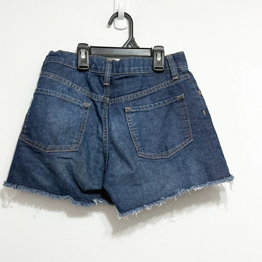 Old Navy Girls Denim Shorts High Rise Adjustable Waist Frayed Hem 12